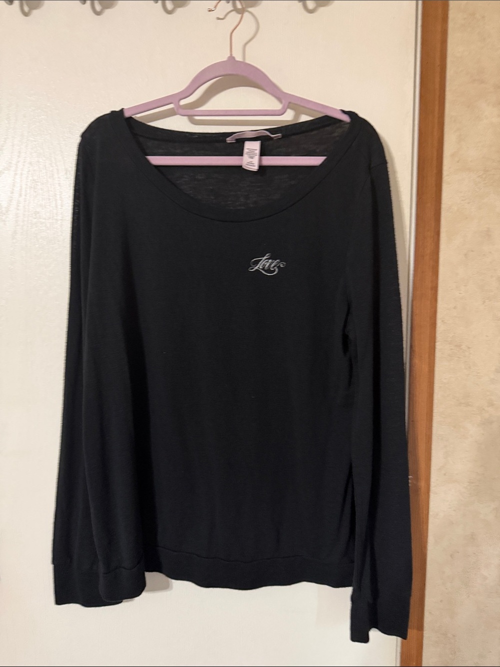 Victoria's Secret Black Long-Sleeve Scoop Neck Top